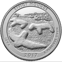 Effigy Mounds (Эффиджи Маундз) - серия "Национальные Парки США" - 25 центов, 2017 год