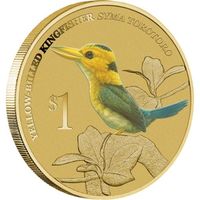 Желтоклювый Зимородок - Тувалу, 1 доллар, 2013 год