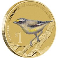 Полосатая Радужная Птица - Тувалу, 1 доллар, 2013 год