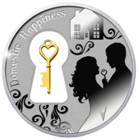 Монета "Семейное счастье" с позолоченным ключиком