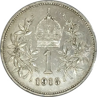 Австро-Венгрия, 1 крона, 1915 год, Франц Иосиф I, серебро
