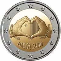 Юбилейные 2 евро 2016 год Мальта - Любовь - солидарность к детям