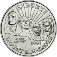 Гора Рашмор - США, полдоллара, 1991 год