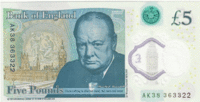 Англия, 5 фунтов, 2016 год, Черчилль