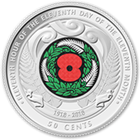 День перемирия - Новая Зеландия, 50 центов, 2018 год (цветная эмаль)