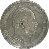 Пруссия, 5 марок, 1875 год, Вильгельм I, серебро