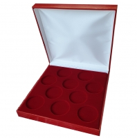 Коробка из кожзама на 10 монет в капсулах (диаметр 44 мм)