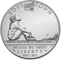"Boys Town Centennial" ("100-летие приюта для сирот") - 1 доллар США 2017 год, UNC
