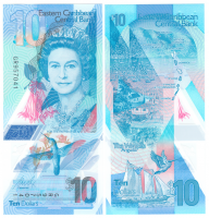 Карибские острова 10 долларов 2019 год (полимер)
