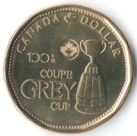 100 летие Grey Cup (Серый кубок) - 1 доллар, Канада, 2012 год