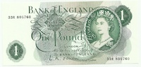 Англия, 1 фунт, 1966-1970 гг, UNC