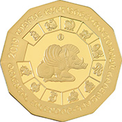 Золотая монета "Год Кабана" - серия Восточный календарь