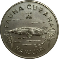 Куба, 1981 год, 1 песо - рыба Манхуари (Manjuari)
