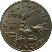 Куба, 1981 год, 1 песо - Изумрудный колибри (Zunzun)