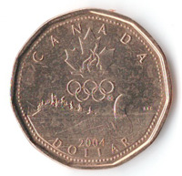 Олимпийские игры 2004, утка (Lucky Loonie) - Канада, 1 доллар, 2004 год