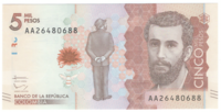 Колумбия, номинал 5000 песо, 2015 год