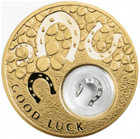 Монета на удачу ПОДКОВА - серебряная монета с позолотой