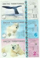 Арктика, 2 1/2-6-11 долларов, полимер. Тройная банкнота.