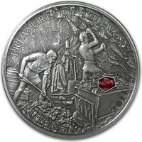 Монета "Рубин" серии "Сокровища мира" - с настоящим рубином