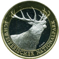 Олень - "Национальный парк Швейцарии" 10 франков 2009 год