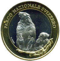 Сурки - "Национальный парк Швейцарии" 10 франков 2010 год